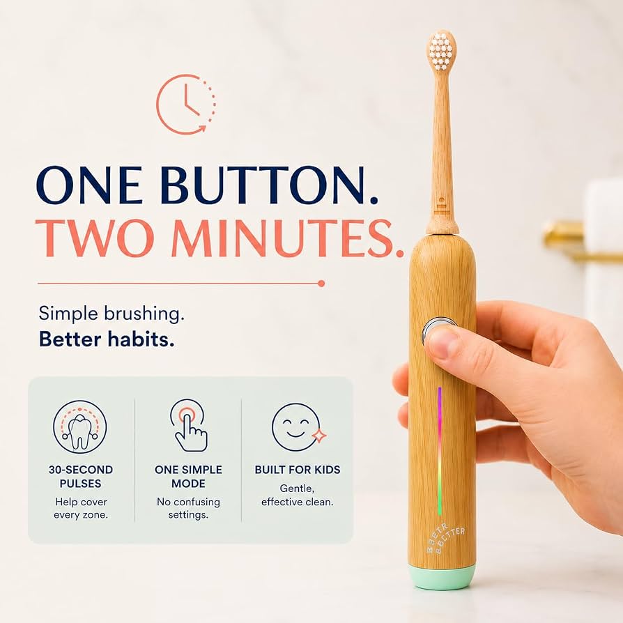 Kids Bamboo Sonic Toothbrush (Green)